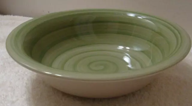 Philippe Richard Swirl Green Bowl 7", Soup/Cereal/Fruit Bowl Handcrafted Vintage