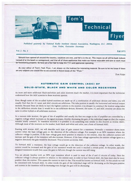 Tom's Technical Flyer Automatic Gain Control Solid State B&W Color Receivers