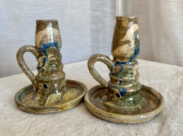 Paire De Bougeoirs De La Poterie LA COLOMBE FRANCE Vallauris Vintage N1 Imgx1200 4858
