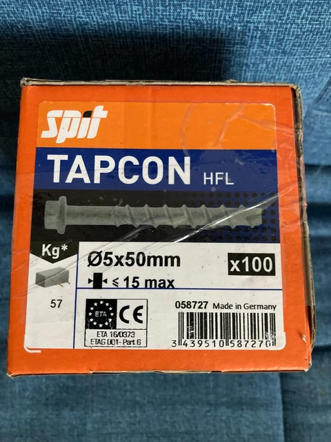 50) Sechskantflanschkopf 1/4 X 6 Beton Mauerwerk Schrauben Zinkgelb Tapcon