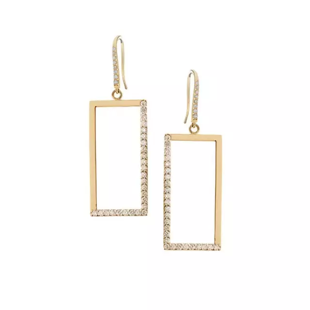 Lana Jewelry Pave Diamond Open Rectangle Earring