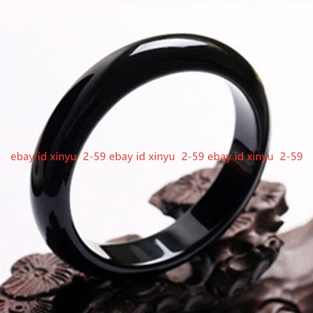Natural Black Agate Onyx Nephrite Jade Gemstone Bangle Bracelet 56-62mm Jewelry