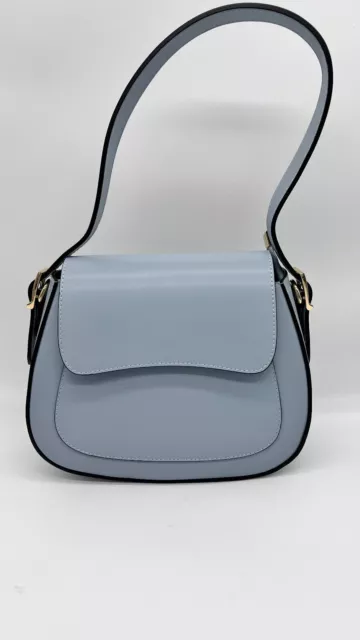 Sac pour femme pour fille de couleur bleu clair avec bandoulière en CUIR VRAI