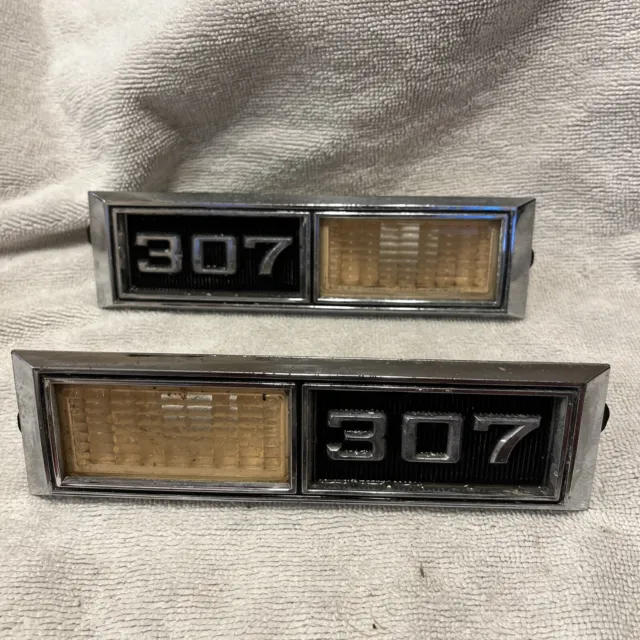 1968-72 307 Chevelle Nova Impala 307 Fender Emblems With Lamps Nice Cond Pair