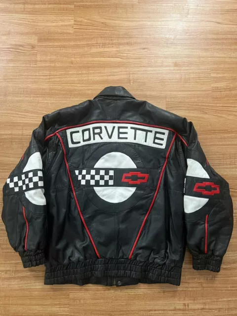 Vintage Corvette Red Dawg Chevy Genuine Leather Jacket Sz