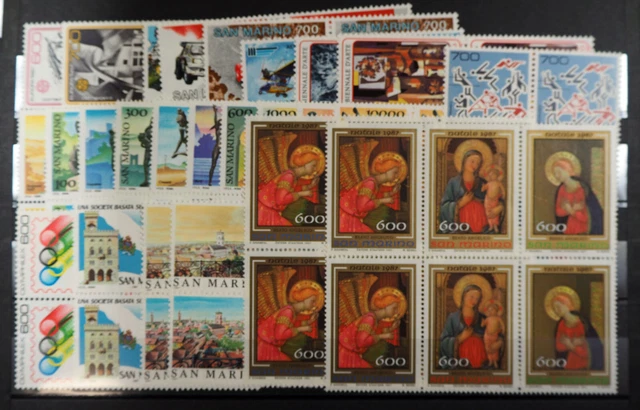 1987 San Marino; 16 komplette Jahrgänge MiNr. 1354-1379, **/MNH, ME 970,- 2