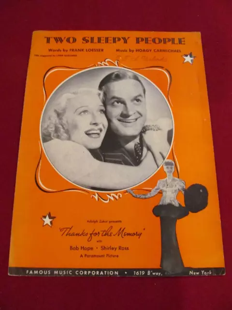 Two Sleepy People Piano Sheet Music 1938 Pre-Owned