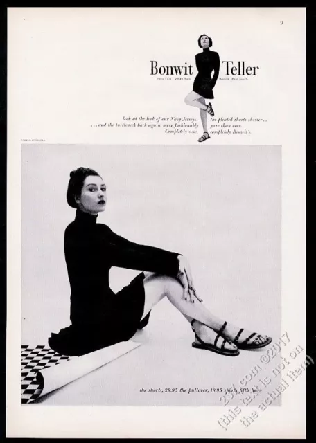 1948 black turtleneck dress Carmen Schiavone photo Bonwit Teller vintage ad