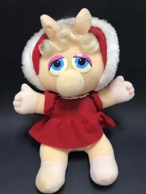 Vintage 1987 Baby Miss Piggy Muppet Babies Christmas Plush 8” McDonalds