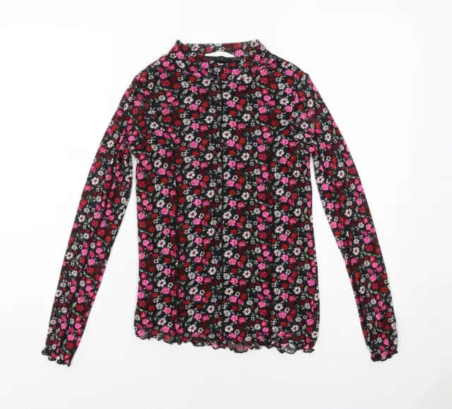 Camiseta Marks and Spencer Niñas Negro Floral Poliéster Talla 12-13 Años