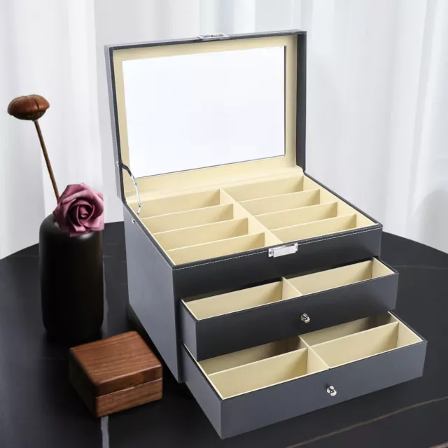 24 Slots Multiple Glasses Organizer Eyeglass Sunglass Storage Box Display,Black
