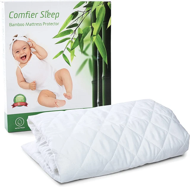 Protector de colchón cuna 120 x 60 cm acolchado y 100% impermeable bambú súper suave