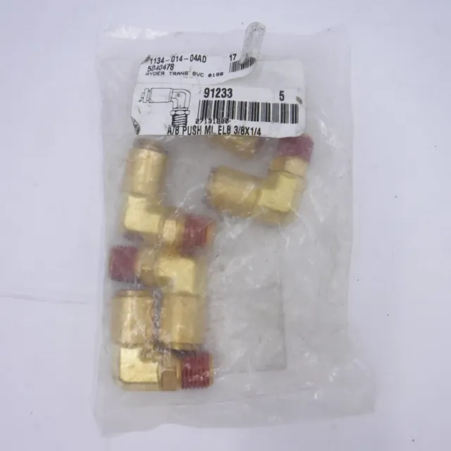 5 Pack Imperial Supplies Air Brake Push-To-Connect Male Elbows 3/8" x 1/4" 91233