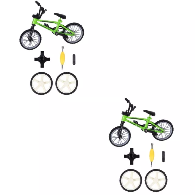 2 Sets Mini Toy under Desk Bike Finger Simulation Model Desktop Ornament Alloy