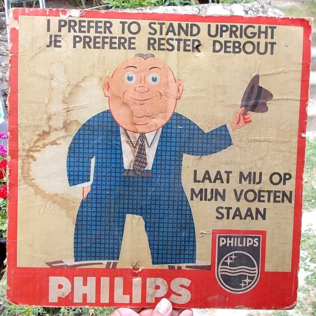 Ancienne Plaque Publicitaire Philips " Je Prefere Rester Debout " /No Émaillée