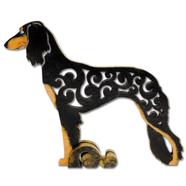 Saluki Dog Wood Figurine Unique Gift Hand-Painted