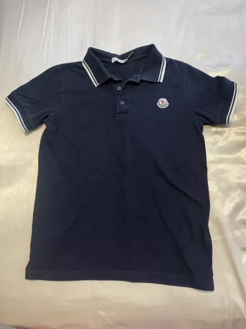 MONCLER Boys Size 12 Piquet Short Sleeve Polo Shirt