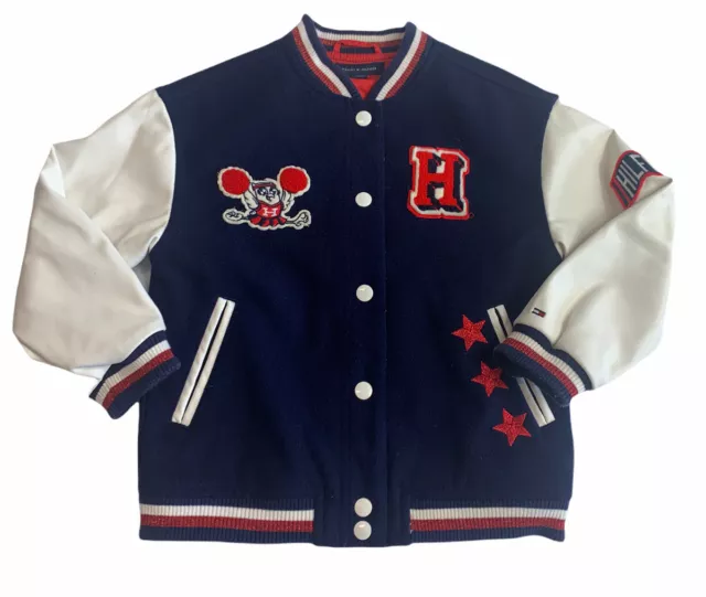 Tommy Hilfiger Girls Size 4/5 Logo Theme Button Up Embroidered Varsity Jacket