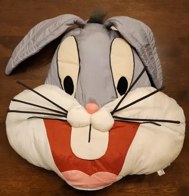 VTG 1994 Looney Tunes Bugs Bunny Play Face 20" Nylon Plush pillow decor TAGS by