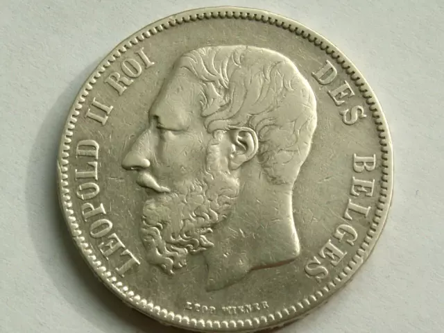 Belgique - 5 Francs - Leopold  II - 1873 .