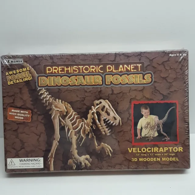 PREHISTORIC PLANET DINOSAUR Fossils B.C.Bones Velociraptor 3D Wooden ...