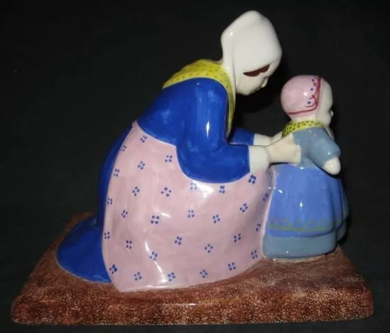 HB Henriot Quimper Pottery Mother and Baby F830 Berthe Savigny France