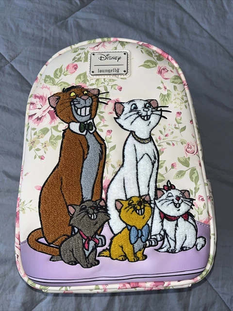 Loungefly Disney The Aristocats Floral Chenille Mini Backpack Pink NWT NEW Cats