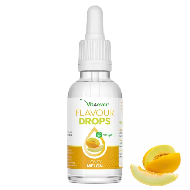 Flavour Drops - 50 ml / 100% vegan o. Kalorien - Aroma-Tropfen Honigmelone