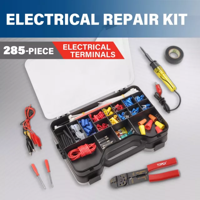 TOPEX 285-Piece Automotive Electrical Repair Kit Gauge Wire Stripper Connectors 2