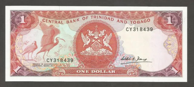 Trinidad & Tobago 1 Dollar 1985, UNC; P-36b, L-B211b; Birds, Financial Complex