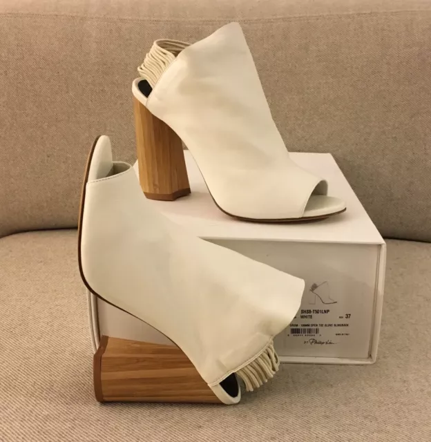 NWB Women's 3.1 Phillip Lim Drum White Peep-Toe Slingback Sandals Booties 37