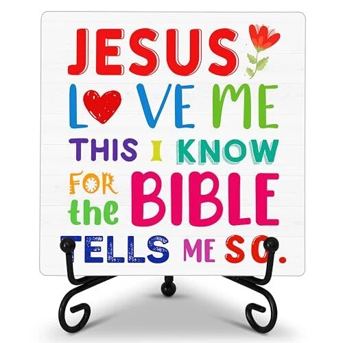 Christian Home Office Desk Decor, Jesus Love Me This I Know For The Bible