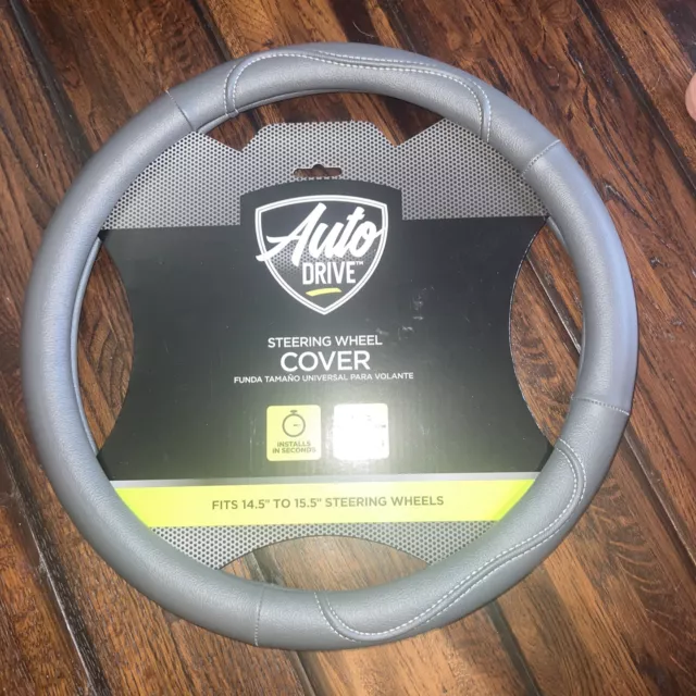 Auto Drive 1 Pc Country Steering Wheel Cover Grey Fits 14.5”-15.5”