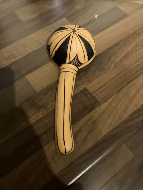 Hand Carved Wood Painted Gourd
