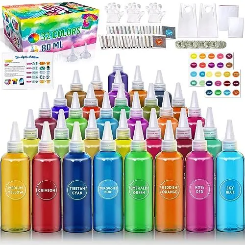 Tie Dye Kit for Kids and Adults 32 Colors 80ML Bottles Tye Dye Kits Tyedyedye
