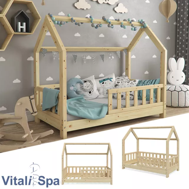Lit cabane VITALISPA WIKI 70 x 140, barrière, lit pour enfant