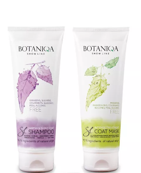 Botaniqa 250ml Show Line Harsh&Shiny Coat Shampoo + Maske für angegriffenes Fell