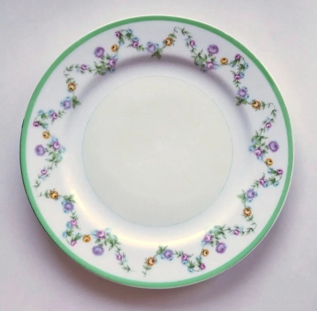 Vtg Hotta Yu Shoten Japanese Dinner Plate Hand Painted Cherry Blossom Mark Green