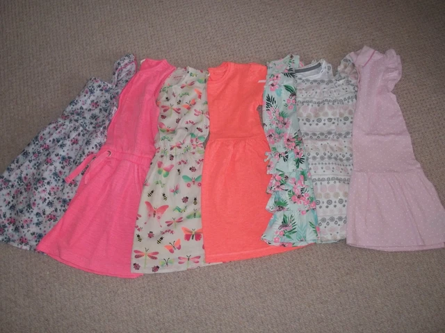 Bundle 7 girls summer dresses Next,Blue zoo, F&F,primark age 4-5yrs VGCon