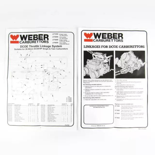 Véritable carburateur à carburateur à montage inférieur Weber DCOE DCO/SP LP4000 3