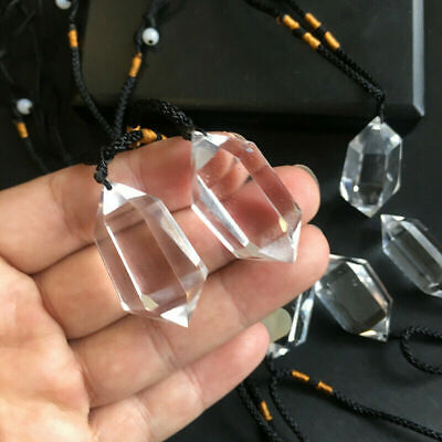 Natural Clear Quartz Crystal Pendant Necklace Pendulum Chakra Gemstone Healing