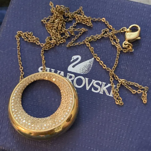 Designer Swarovski Crystal Stones Pebble Pendant Necklace Golden Shadow