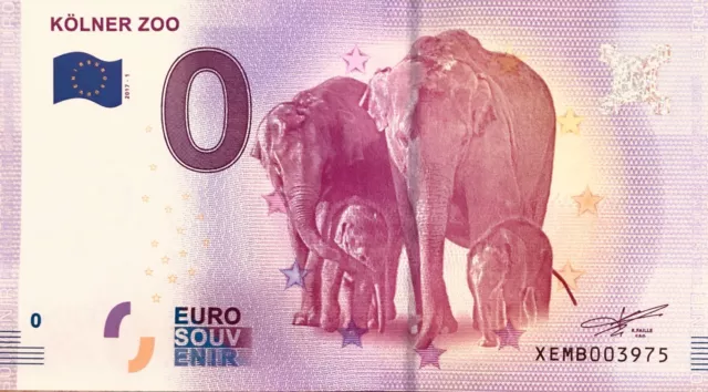 Billet 0 Zero Euro Schein Souvenir Kolner Zoo  2017-1