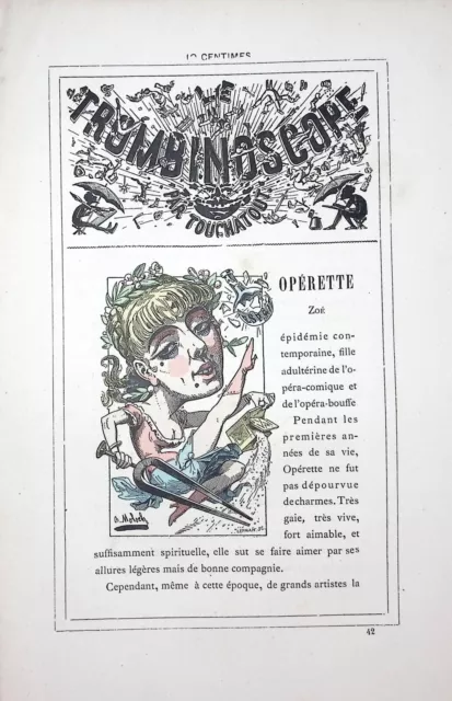 Le Trombonoscope Par Touchatout  1882  Dessin De Moloch  Operette