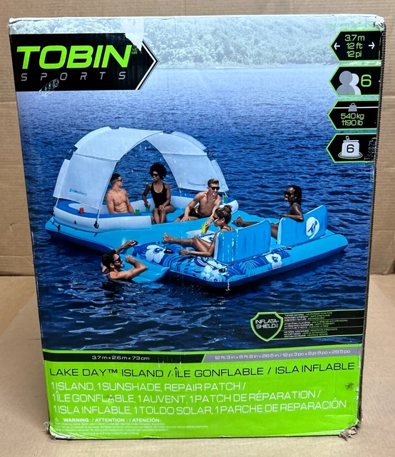 TOBIN SPORTS LAKE Day 6 Person Inflatable Party Island with 12' ft