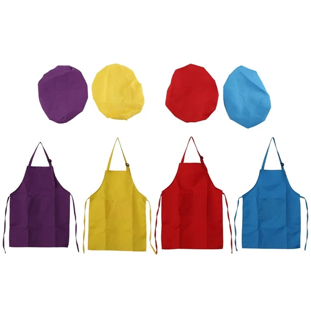 8-Piece Children's Apron and Chef Hat Set, Adjustable, with 2- Kitchen9743