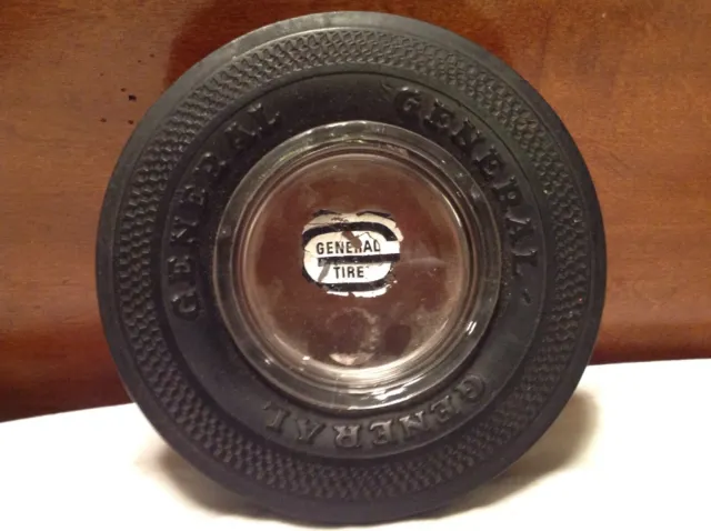 Vintage Rubber Tire Glass Ashtray General Tire advertising
