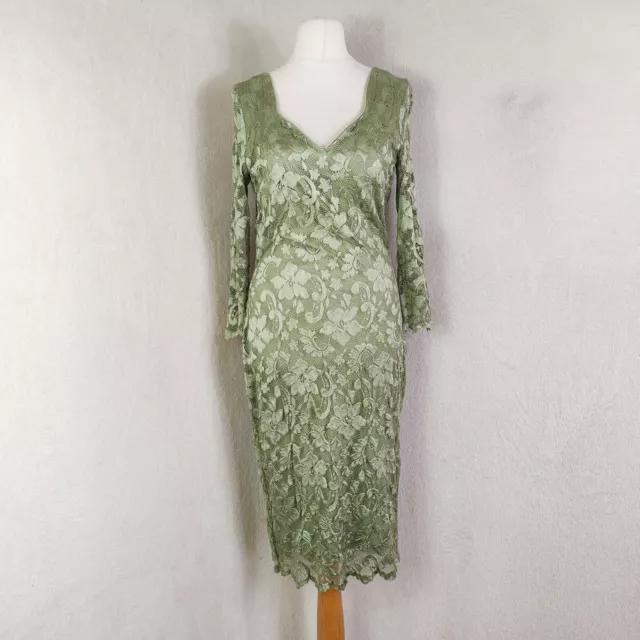 Damsel in a Dress Cassis Lace 3/4 Sleeve Midi Dress UK 14 Sage Green MOTB Party