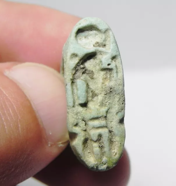 Zurqieh -Q205- Ancient Egypt , Beautiful Faience Seal Ring. 1075 - 600 B.c