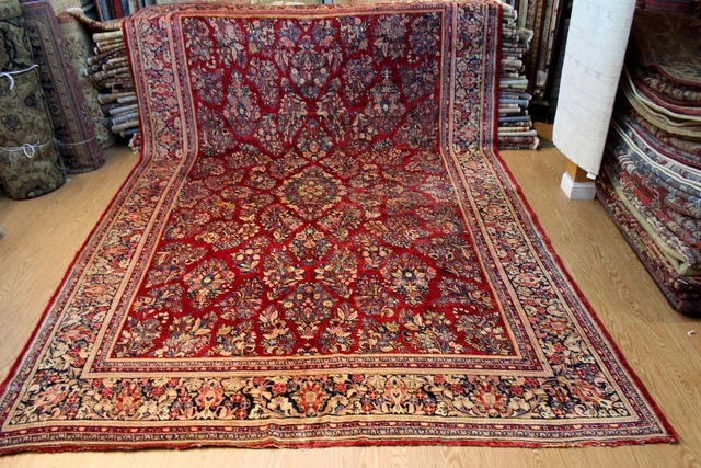 _ANTIQUE_HAND-MADE_RUG_11' X 16' CIRCA 1920'S SARUOK RUG Genuine Large Oriental